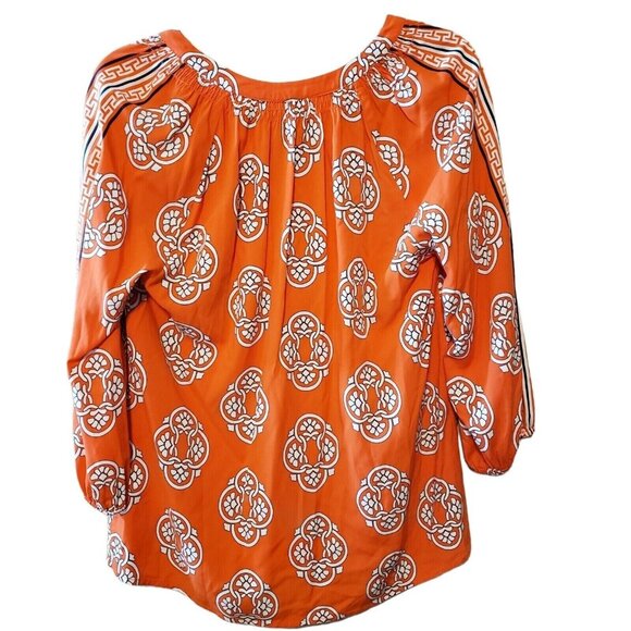 Crown & Ivy Womens Printed Boho Blouse With 3/4 Sleeves & Elastic Cuffs Size S - Picture 2 of 14